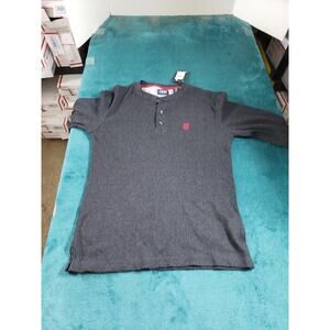 Chaps Shirt Size Small Mens Gray Long Sleeve Waffle Knit Henley Thermal NWT